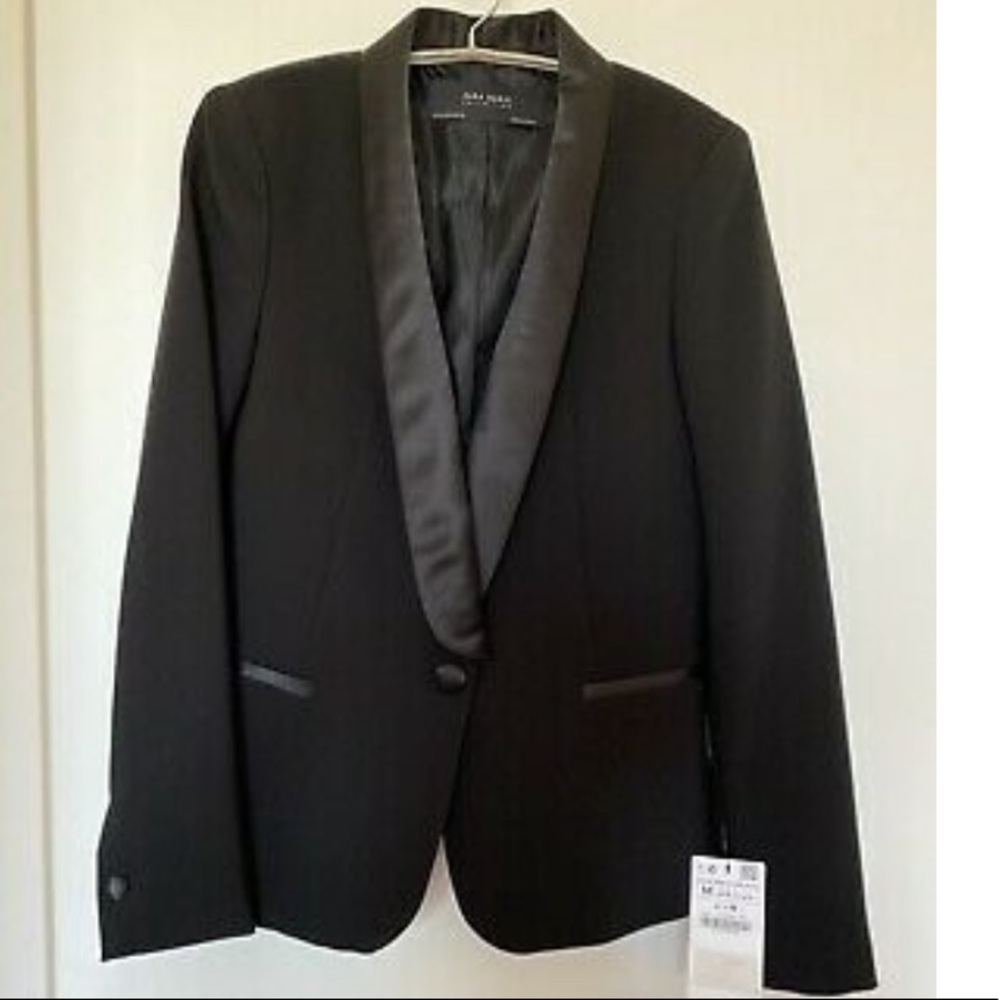 NWT Zara Limited Edition Tuxedo Fitted Blazer S - Picture 2 of 3